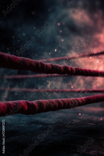 Intense Boxing Ring Scene In Dark Arena