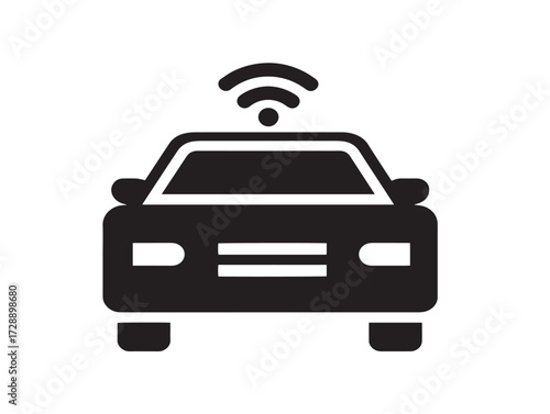 Self driving car silhouette icon vector illustration solid black symbol