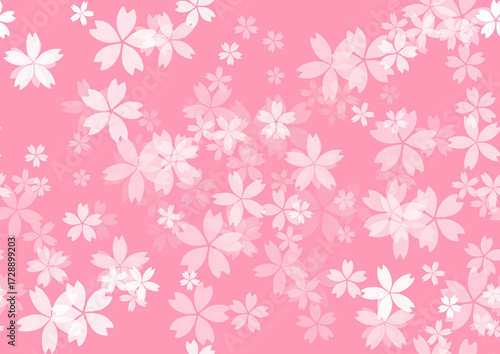 ピンク色の桜模様シームレス背景、和柄の装飾パターン