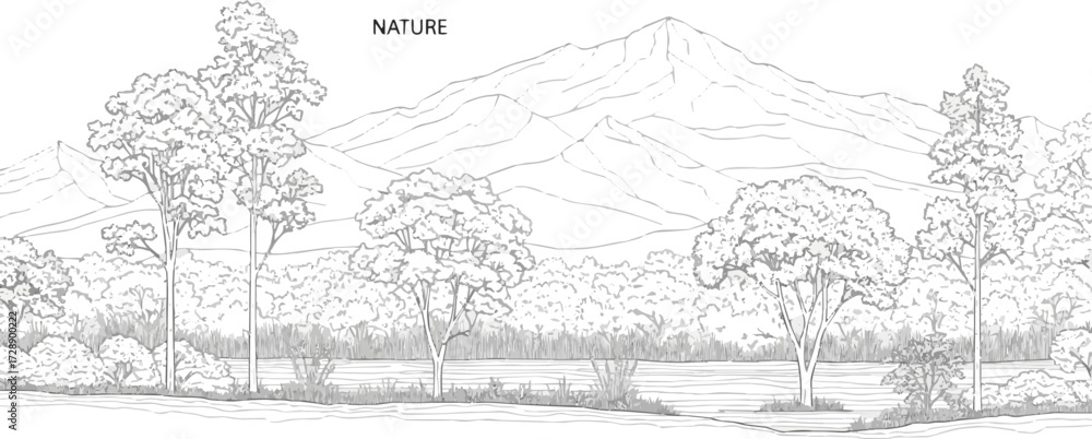 Fototapeta premium Isolated a Architectural Drawings, plant vector in park out door illustration, top view, Minimal style hand drawn, set elements for architecture and landscape design. vector art with white background.