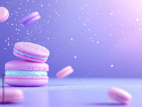 Pastel macarons in motion
