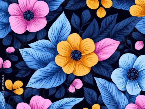 Floral Pattern with Vivid Colors
