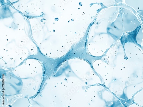 Abstract blue network, water droplets