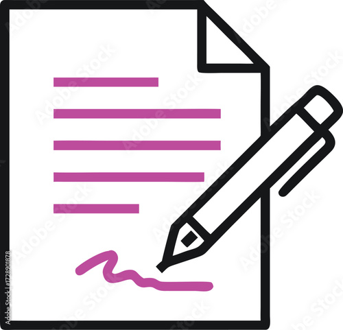 Contract Signing: A contract on the paper is being signed by a pen. The scene depicts a legally binding agreement, capturing the moment of commitment and formalization.