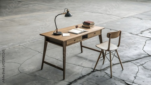 Wooden table in an unrenovated room