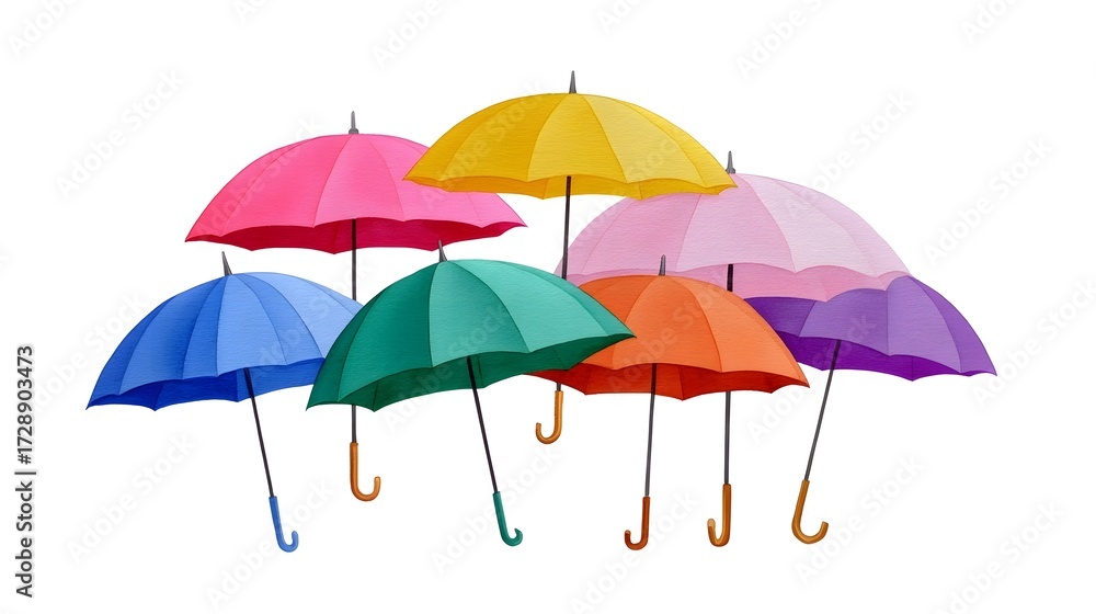 Fototapeta premium An arrangement of vibrant, multicolored umbrellas creating a visually captivating and harmonious pattern