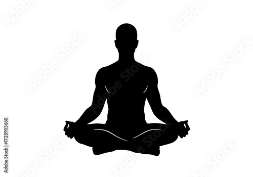 A serene silhouette of a person meditating in the lotus position.