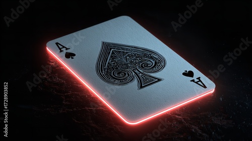 A playing card with a spade symbol against a dark blue and purple background resembling a starry night sky