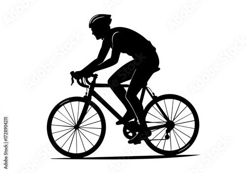 Silhouette of a cyclist riding a bicycle. 
