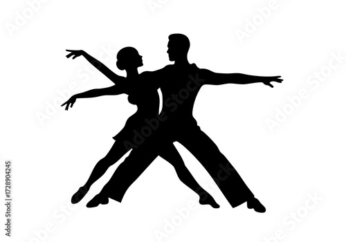 Silhouette of a Couple Dancing Gracefully Together.