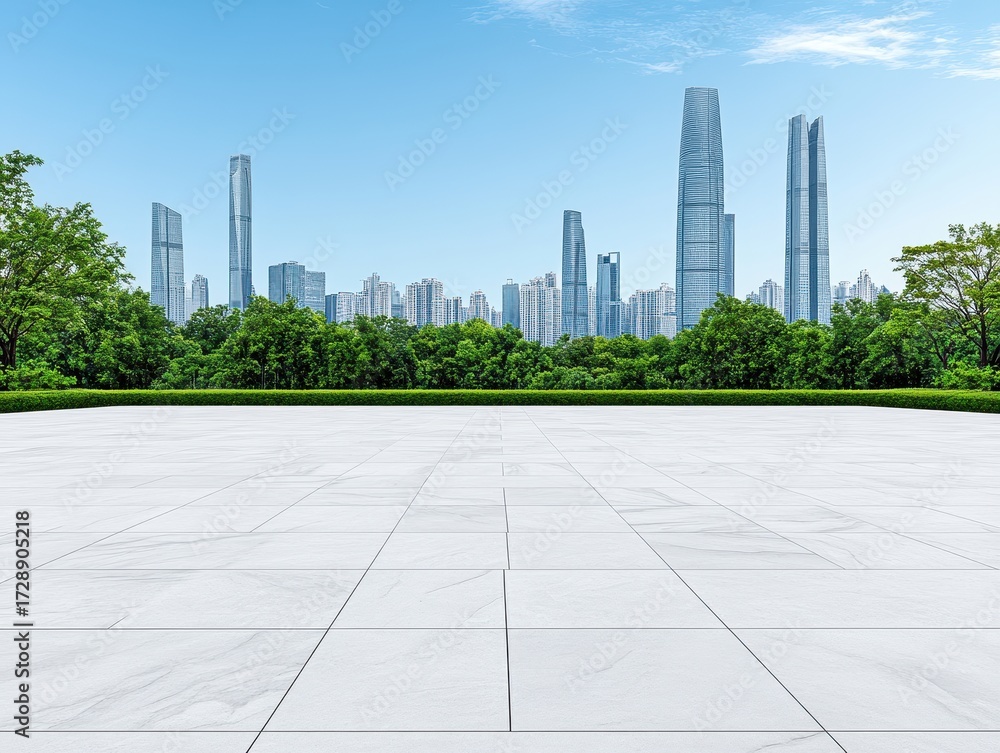 Fototapeta premium Urban park with modern skyline