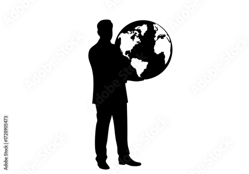 A businessman with the world, symbolizing global business and international connections.