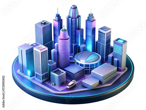 Futuristic Cityscape Illustration with Modern Skyscrapers