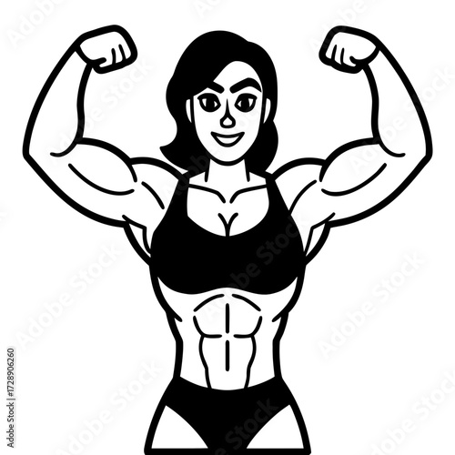 vector illustration of a muscular woman