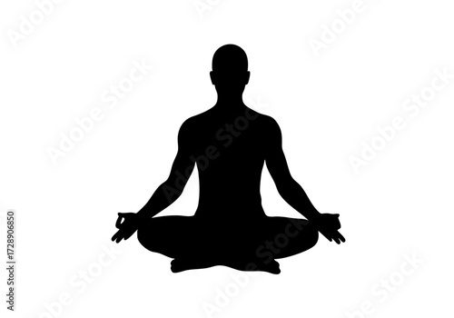 A silhouette of a person in a yoga pose, promoting mindfulness.