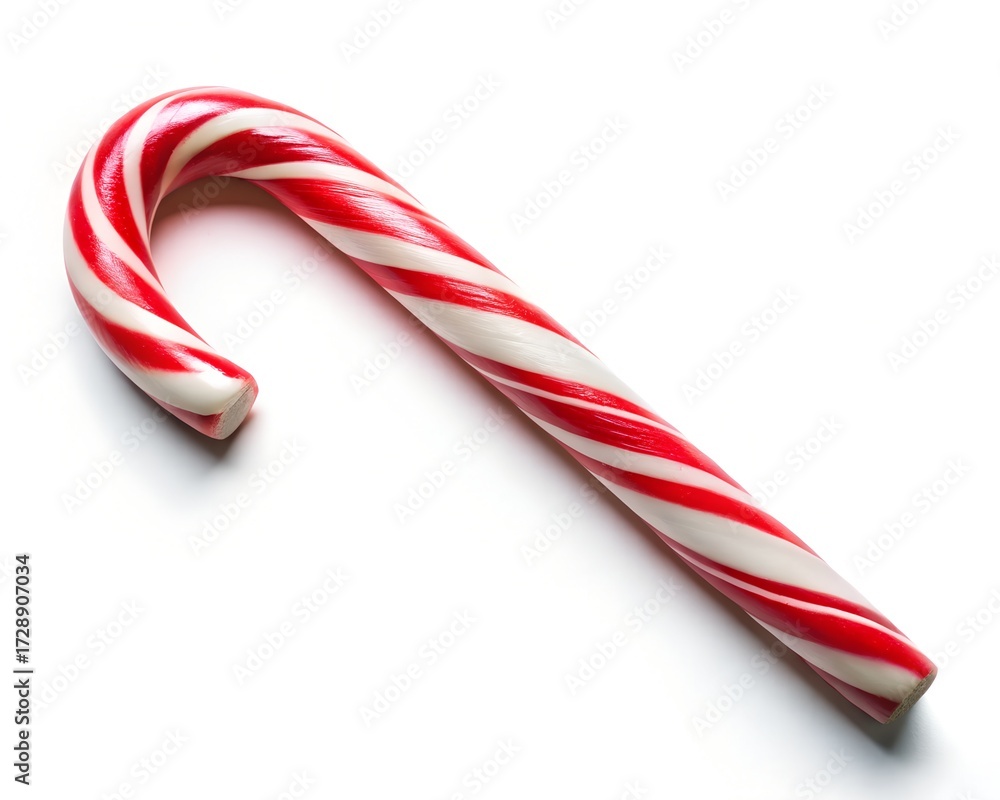 Fototapeta premium Red and white striped candy cane isolated on white background