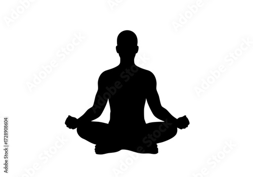 A tranquil silhouette of a person meditating in the lotus position.