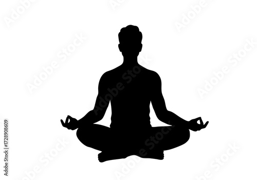 A serene silhouette of a person in a meditative pose, embodying tranquility and inner peace.