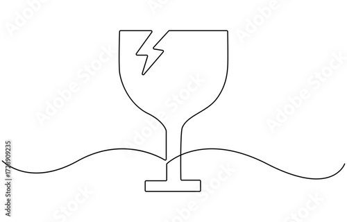 Continuous one line drawing of beer glass.