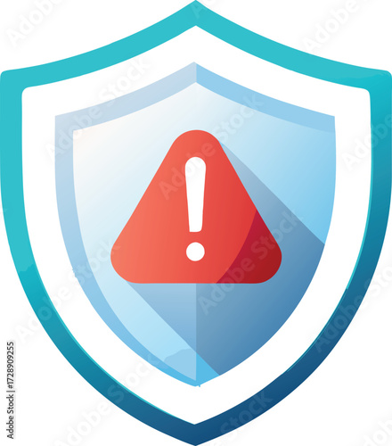 Data Protection and Cyber Security Warning Alert Shield Vector Icon