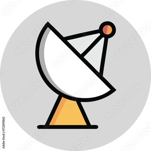 Satellite Dish Icon: A stylized satellite dish icon, its elegant form rendered in vibrant colors, signifying communication, technology, and connectivity within a circle.