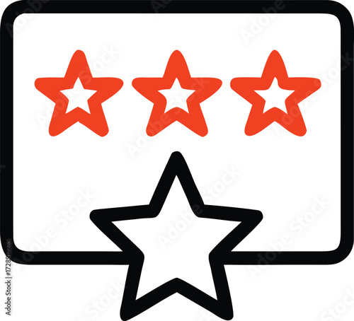 Star Rating Icon: A bold illustration of a rating system featuring three vibrant stars, signifying high quality and value.