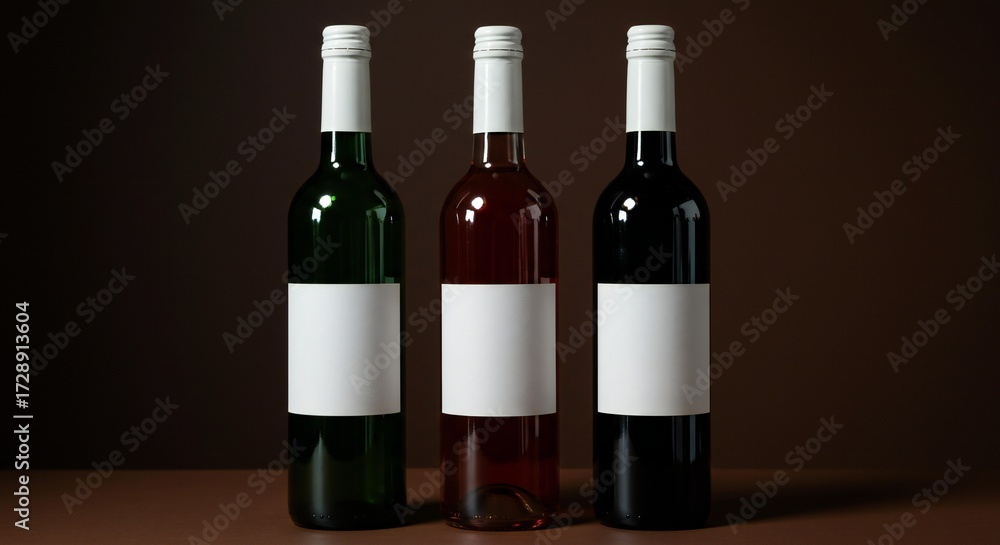 Fototapeta premium Minimal Row: Symmetric Wine Bottles with Subtle Color Gradients