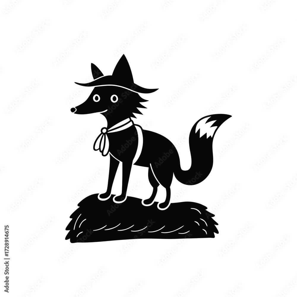 Obraz premium Darwin s fox wearing tiny explorer hat small background