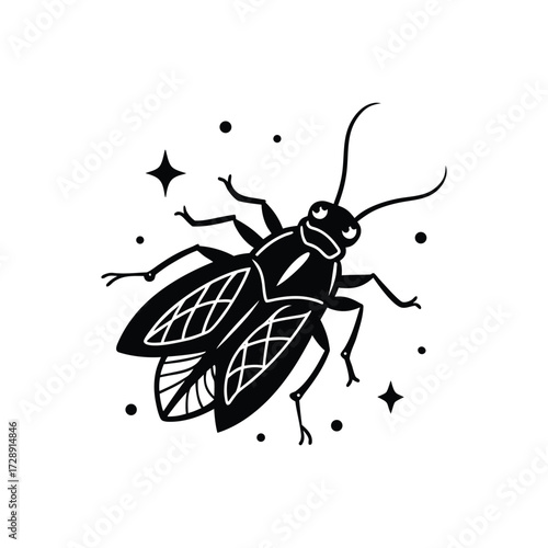 Death s head cockroach standing on leaf tiny crown detail