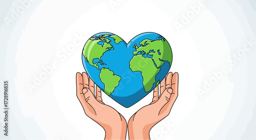 Hands Holding HeartShaped Earth A Symbol of Environmental Care.