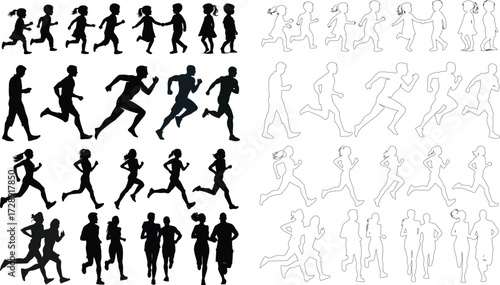 People line art Icon. Profile and people silhouette collection. User profile symbol. Group of people or group of users collection. Perfect can use in demographic, social media, and team concept.