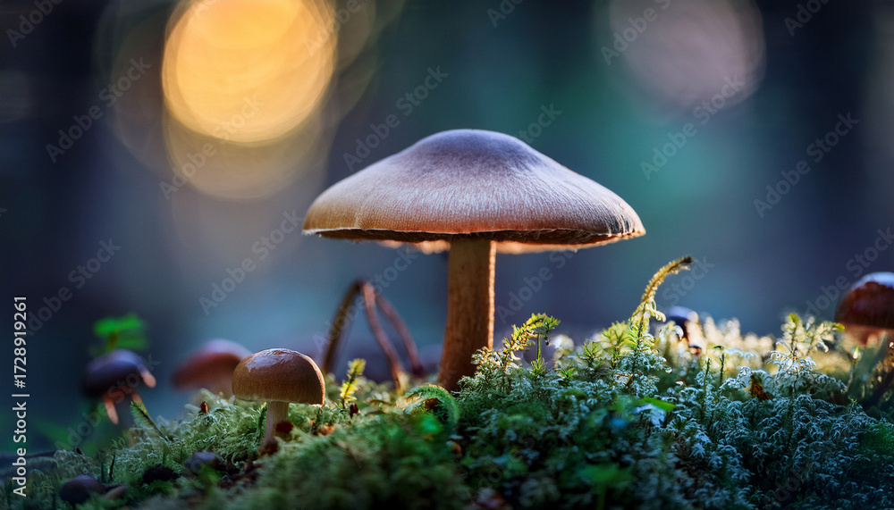 Fototapeta premium Macro Of Mushrooms In The Forest