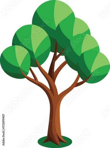 Stylized green tree with brown trunk and icon isolated on white transparent background vector eps png jpg business people clipping path cutout 2025 2026 4k full hd poster banner label download