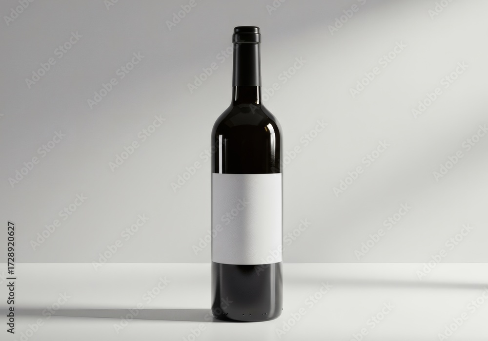 Fototapeta premium Elegant Bottle of Red Wine with Blank Label Mockup.