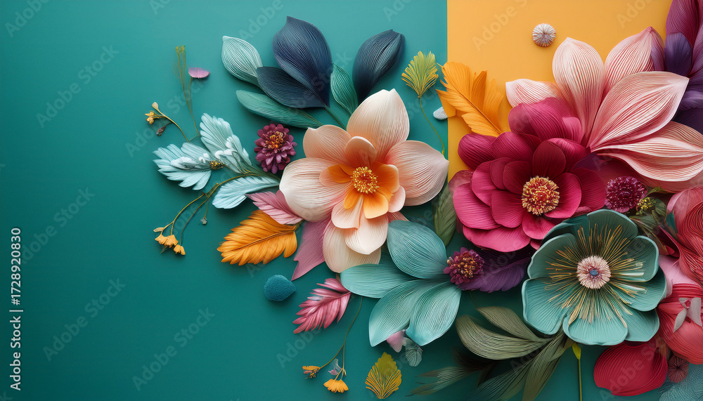 Obraz premium Unique Fashion Design Featuring Floral Elements In Striking Colors