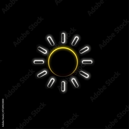 neon sun rays. neon style sun icon.