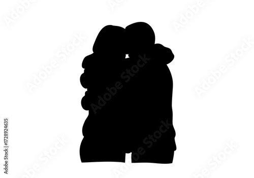 Silhouette of a tender embrace between two people. 