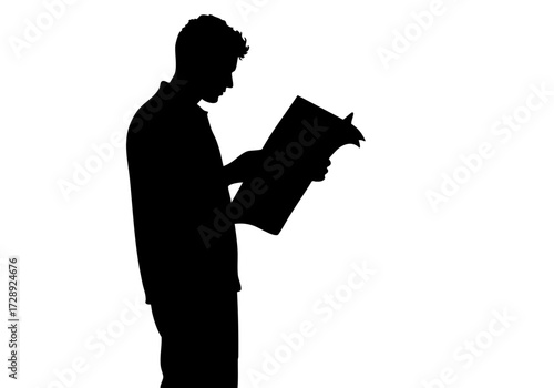 A silhouette of a person absorbed in reading, capturing a moment of quiet contemplation and intellectual pursuit.