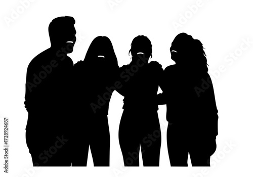 Silhouette of a group of friends.