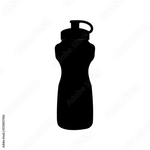 Silhouette of a reusable water bottle with a loop on the lid