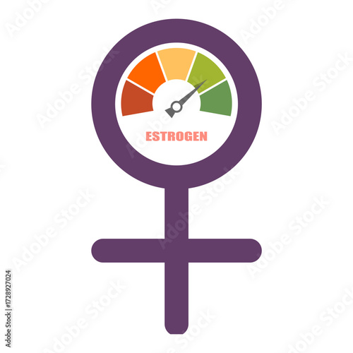 Hormone estrogen level measuring scale. Health care concept . Female symbol.