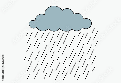 Thunderstorm over city heavy rain lightning cloud urban skyline weather disaster illustration