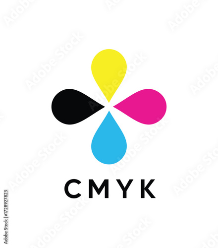 Creative CMYK printing color drops symbol with modern graphic design concept