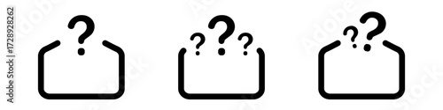 Three icons of envelopes with question marks.