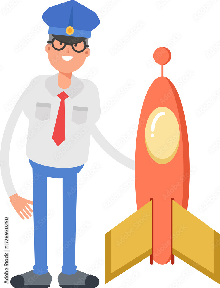 Obraz premium Postman Character and Rocket