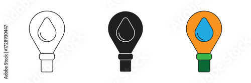 Water energy light bulb icon set. Water energy light bulb icon vector flat design.
