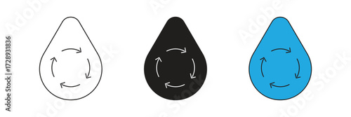 Water recycling icon set. Recycled water vector icon.