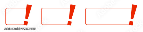 Red exclamation marks and frames in varying styles.