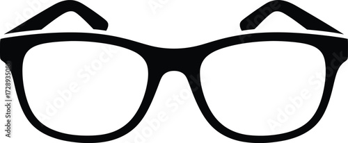 A minimalist black and white illustration of classic thick-framed eyeglasses, often associated with intellectual or retro fashion.