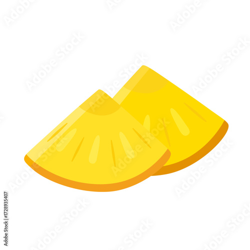 Two wedges of tropical pineapple fruit